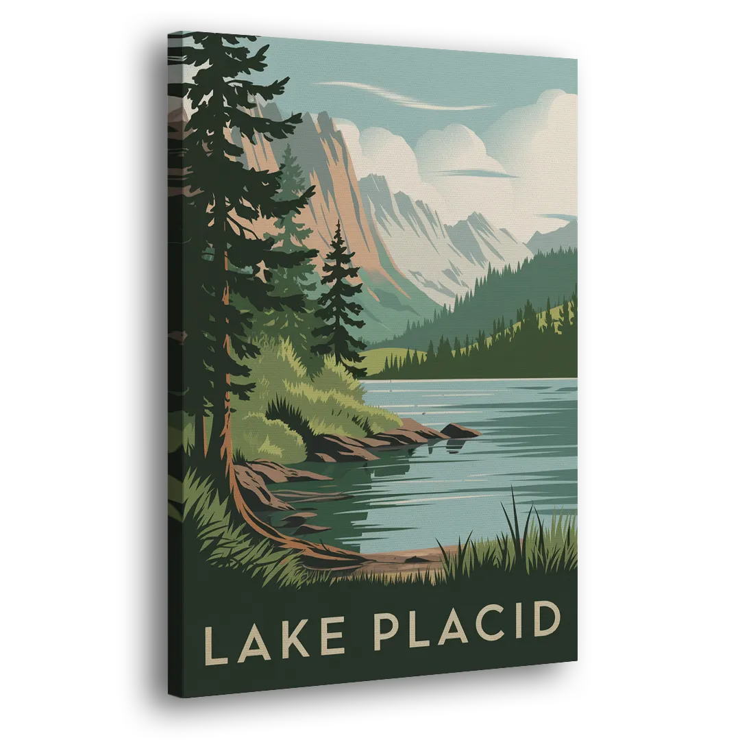 Lake Placid Mountain Escape Side - Canvas Wall Art
