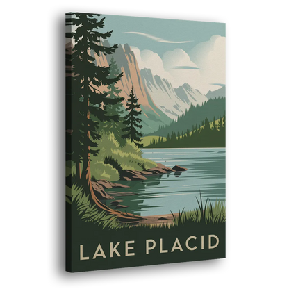 Lake Placid Mountain Escape Side - Canvas Wall Art