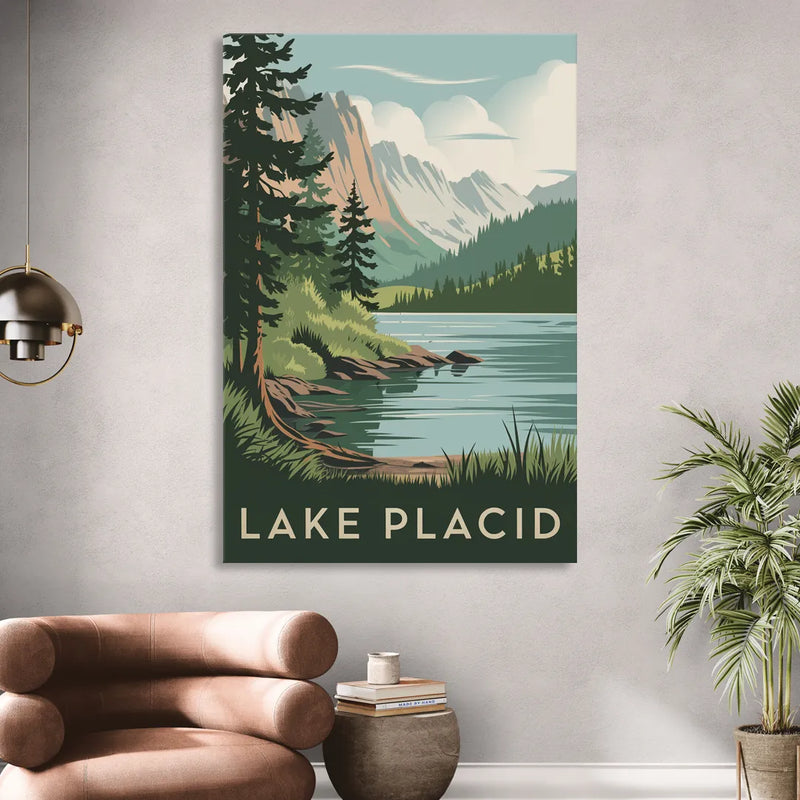 Lake Placid Mountain Escape Sitting Room - Canvas Wall Art