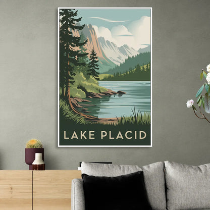 Lake Placid Mountain Escape Sitting Room - White Canvas Wall Art