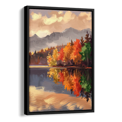 Lake Placid Scenic Reflections Side - Black Canvas Wall Art