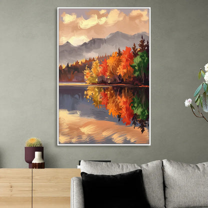 Lake Placid Scenic Reflections Living Room - White Canvas Wall Art