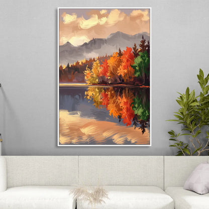 Lake Placid Scenic Reflections Sitting Room - White Canvas Wall Art