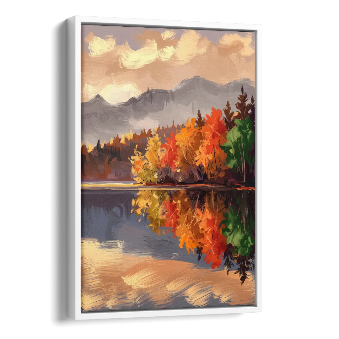 Lake Placid Scenic Reflections Side - White Canvas Wall Art