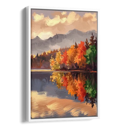 Lake Placid Scenic Reflections Side - White Canvas Wall Art