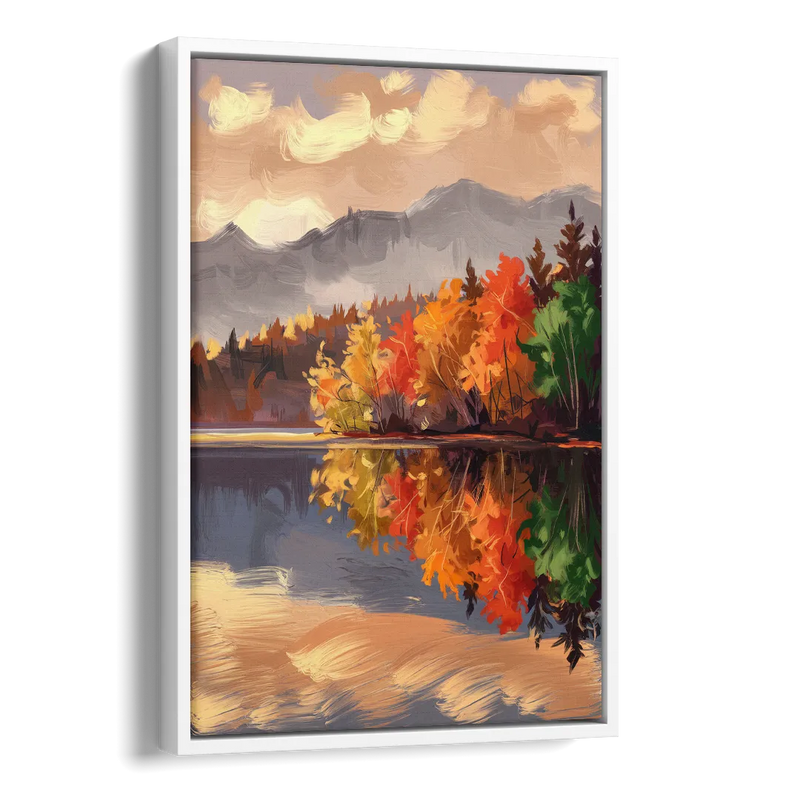 Lake Placid Scenic Reflections Side - White Canvas Wall Art