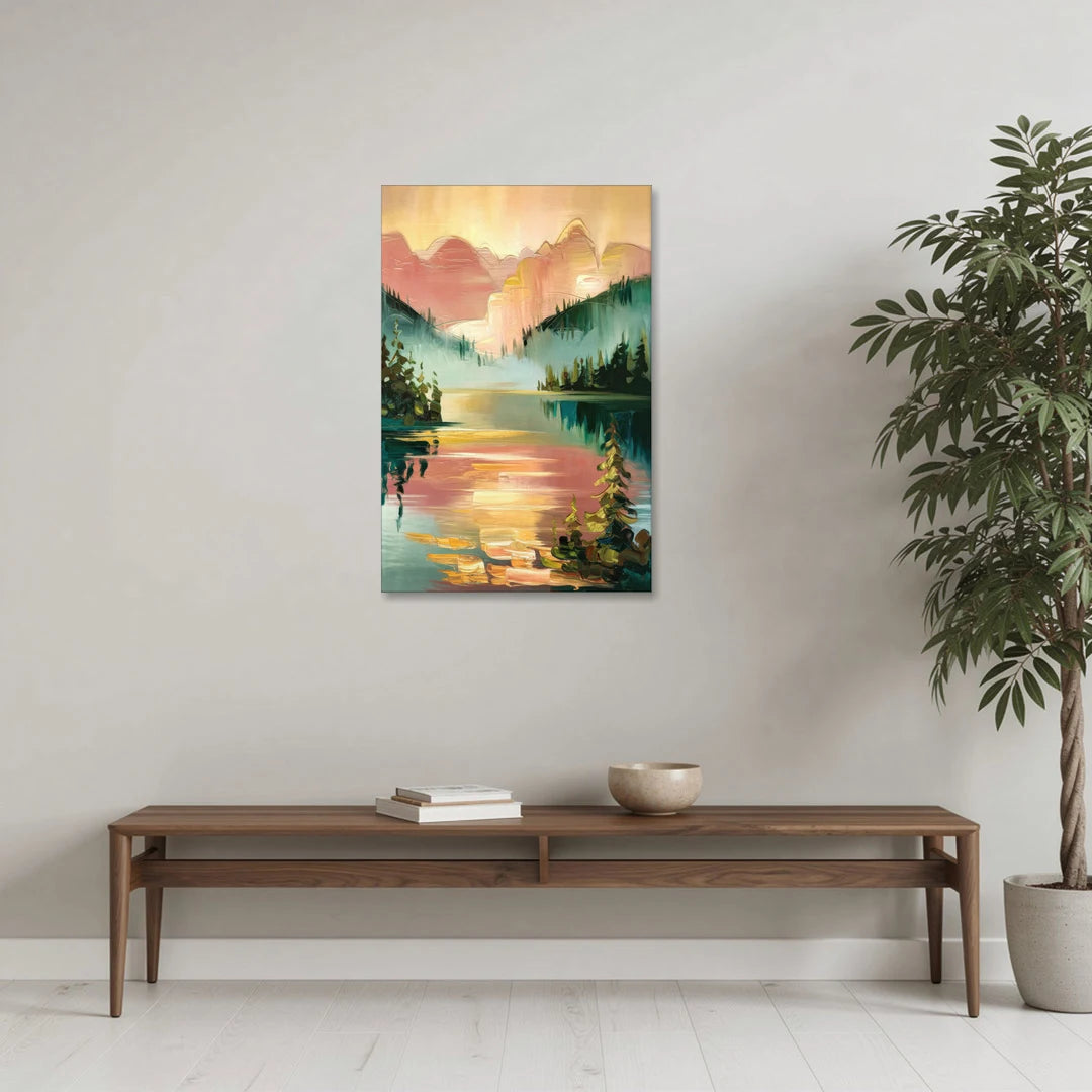 Lake Placid Sunrise Over Peaks - Canvas Wall Art - Coffee Table - 24x36