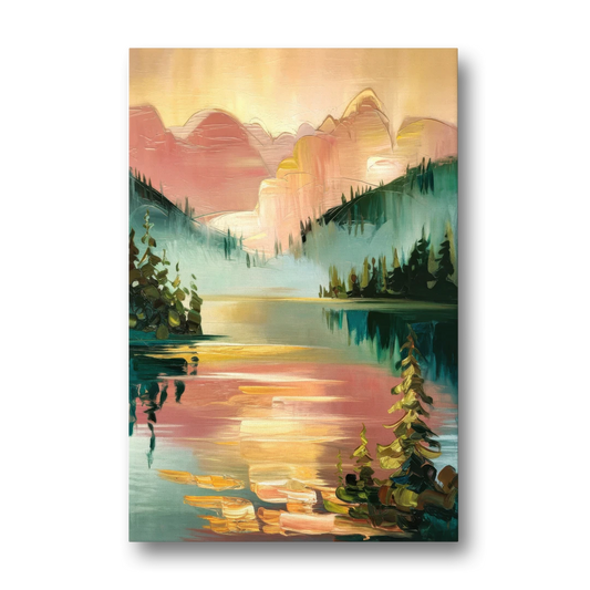 Lake Placid Sunrise Over Peaks - Canvas Wall Art - Front
