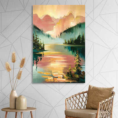 Lake Placid Sunrise Over Peaks Sitting Room - Canvas Wall Art