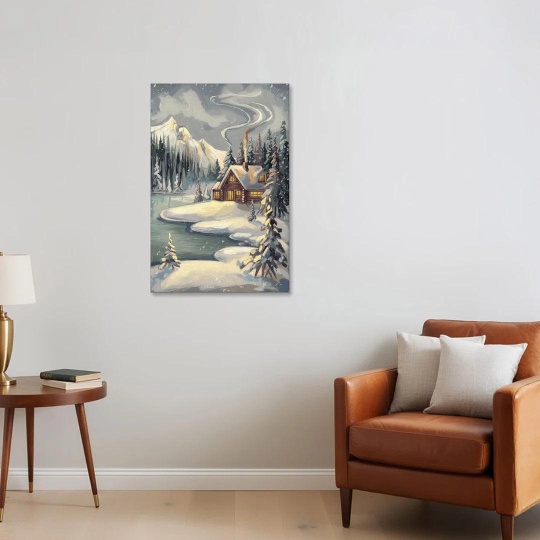 Lake Placid Winter Wonderland - Canvas Wall Art - Sofa - 24x36