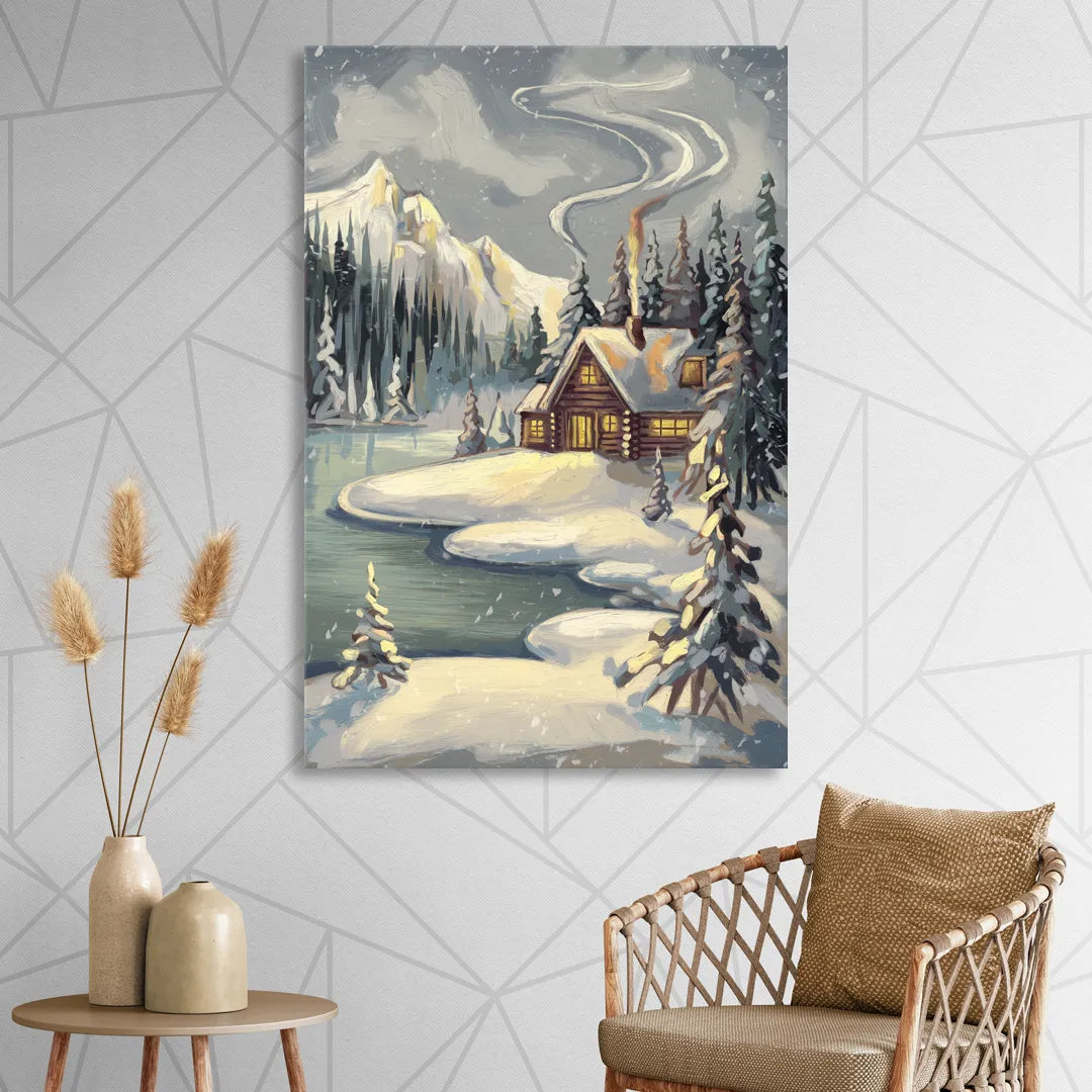 Lake Placid Winter Wonderland Living Room - Canvas Wall Art