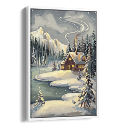 Lake Placid Winter Wonderland Side - White Canvas Wall Art