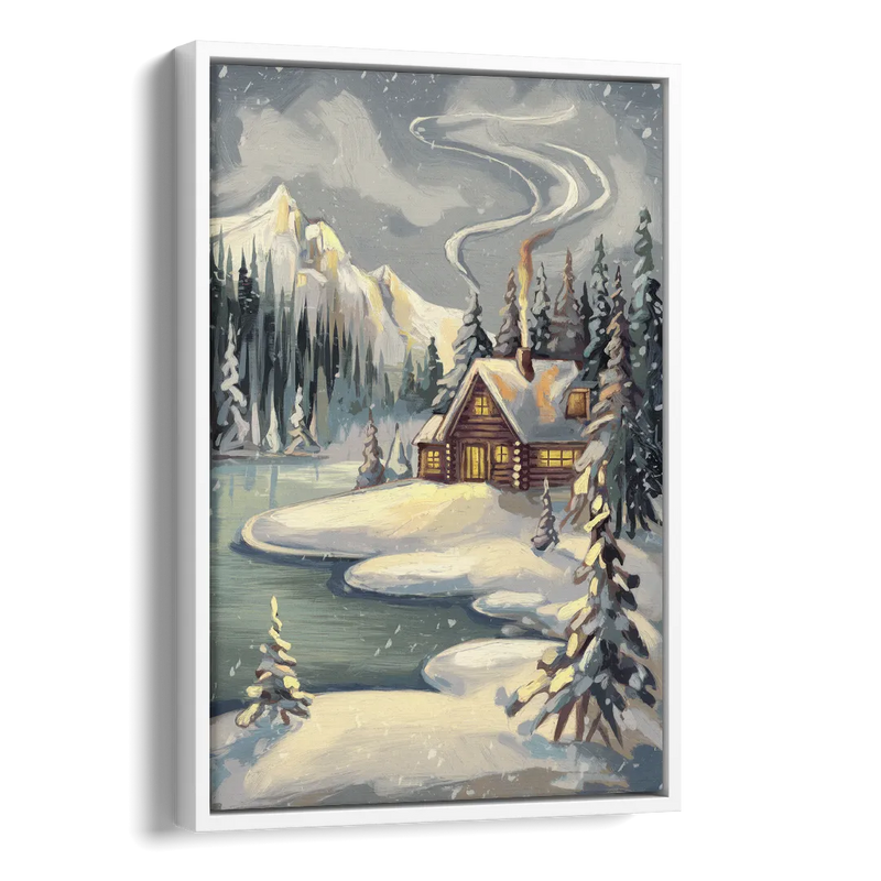Lake Placid Winter Wonderland Side - White Canvas Wall Art
