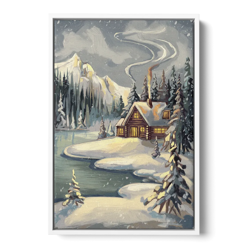 Lake Placid Winter Wonderland Front - White Canvas Wall Art