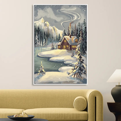 Lake Placid Winter Wonderland Sitting Room - White Canvas Wall Art