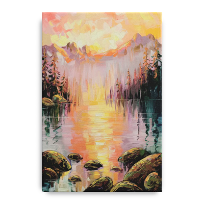 Lake Tahoe Alpine Sunrise Front - Canvas Wall Art