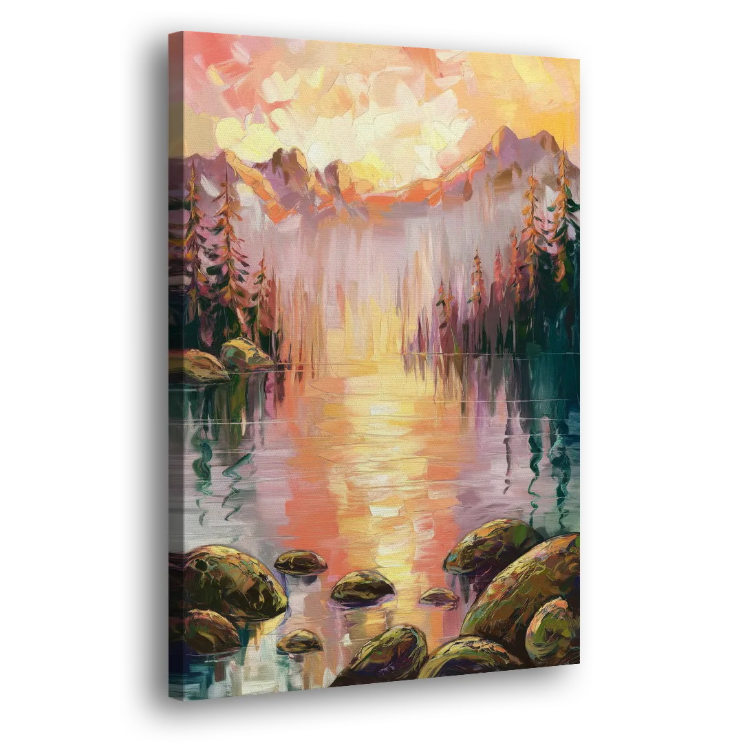 Lake Tahoe Alpine Sunrise Side - Canvas Wall Art