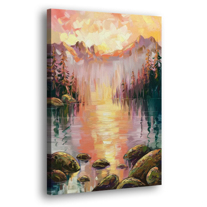 Lake Tahoe Alpine Sunrise Side - Canvas Wall Art