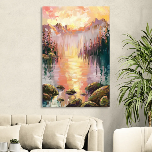 Lake Tahoe Alpine Sunrise Living Room - Canvas Wall Art