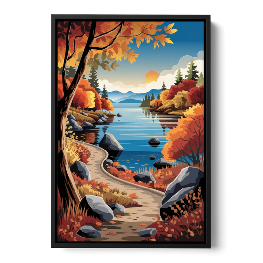 Lake Tahoe Autumn Colors - Black Framed Canvas Wall Art - Front