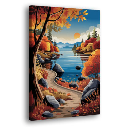 Lake Tahoe Autumn Colors Side - Canvas Wall Art