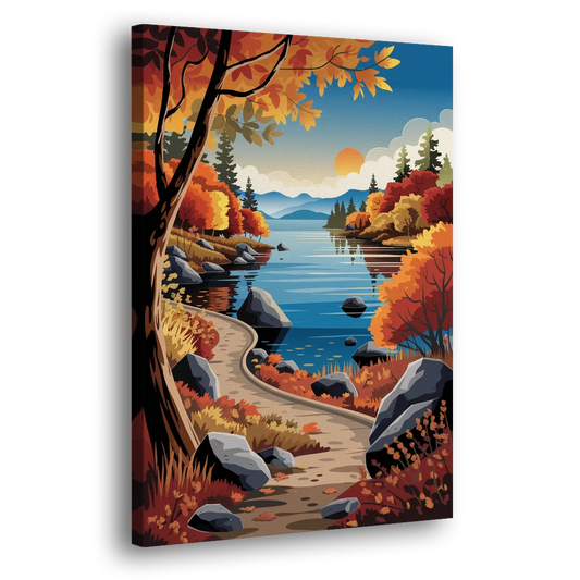 Lake Tahoe Autumn Colors Side - Canvas Wall Art