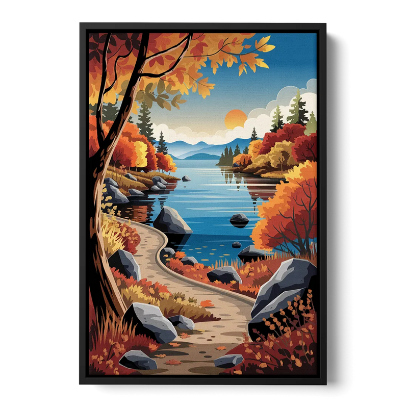 Lake Tahoe Autumn Colors Front - Black Canvas Wall Art