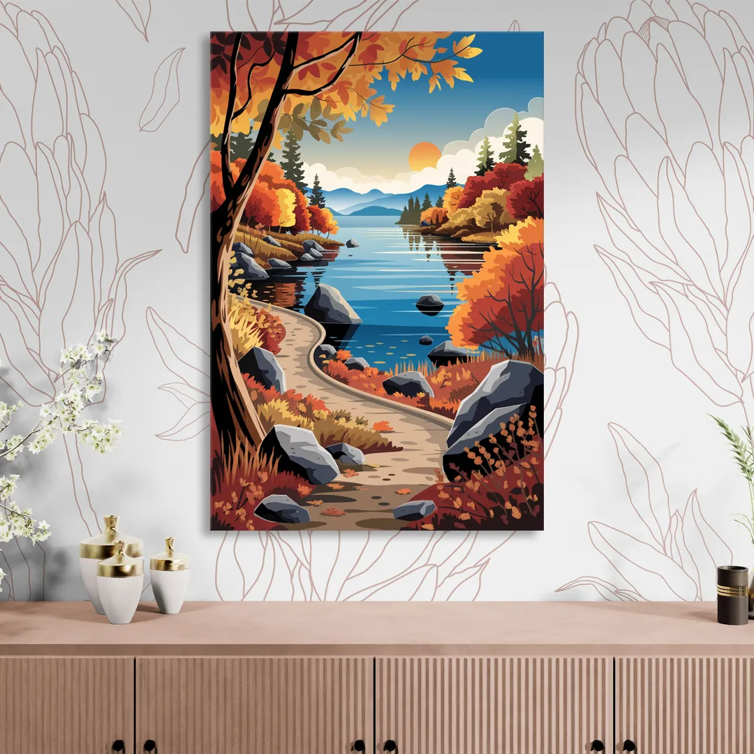 Lake Tahoe Autumn Colors Living Room - Canvas Wall Art
