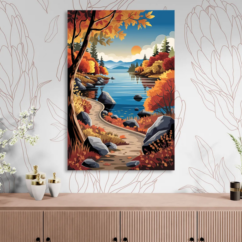 Lake Tahoe Autumn Colors Living Room - Canvas Wall Art