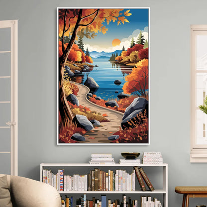 Lake Tahoe Autumn Colors Sitting Room - White Canvas Wall Art