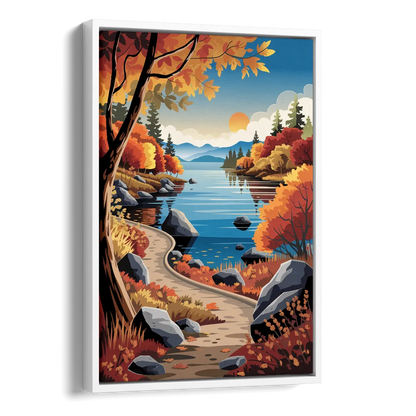 Lake Tahoe Autumn Colors Side - White Canvas Wall Art