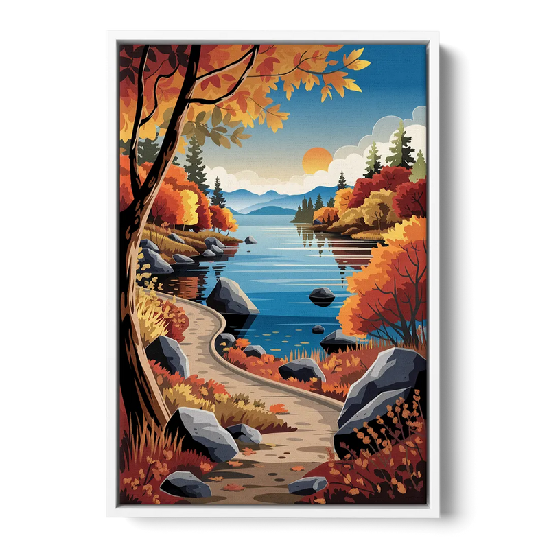 Lake Tahoe Autumn Colors Front - White Canvas Wall Art