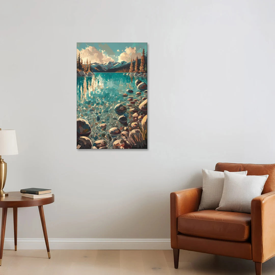 Lake Tahoe Crystal Waterscape - Canvas Wall Art - Sofa - 24x36