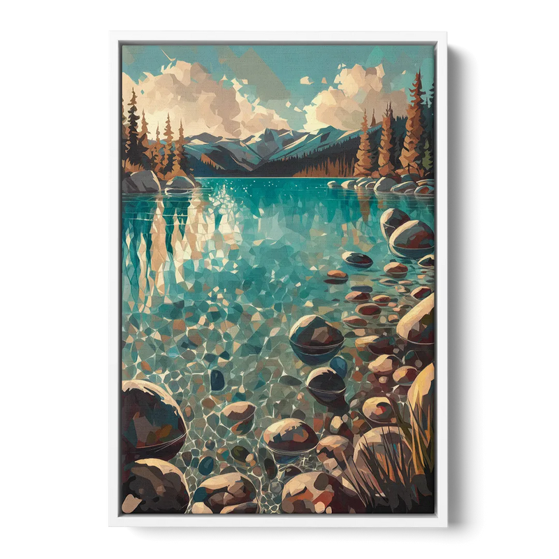 Lake Tahoe Crystal Waterscape Front - White Canvas Wall Art