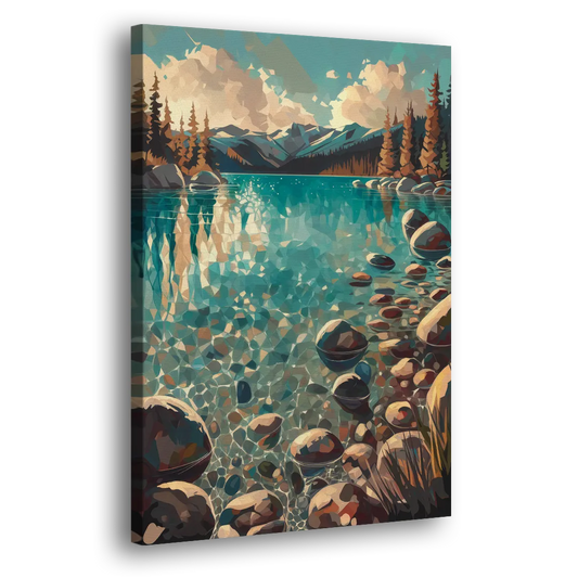 Lake Tahoe Crystal Waterscape Side - Canvas Wall Art