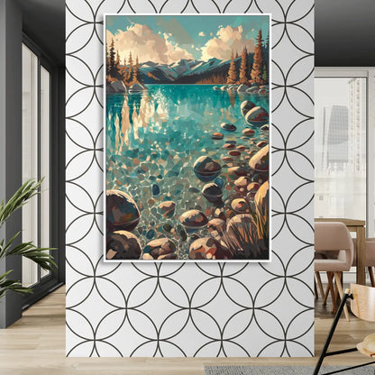 Lake Tahoe Crystal Waterscape Sitting Room - White Canvas Wall Art