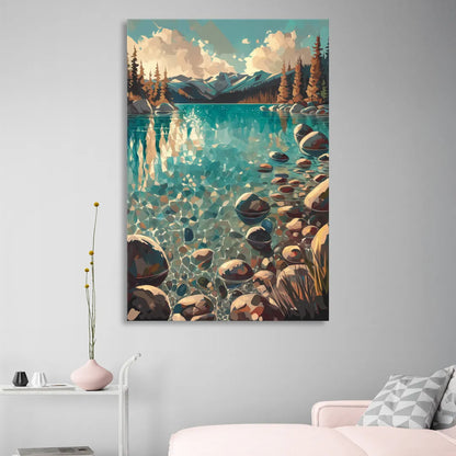 Lake Tahoe Crystal Waterscape Sitting Room - Canvas Wall Art