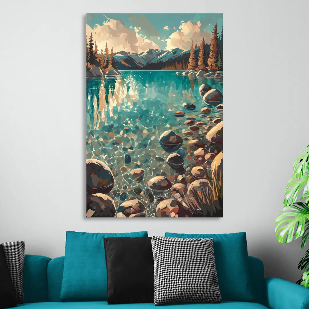 Lake Tahoe Crystal Waterscape Living Room - Canvas Wall Art