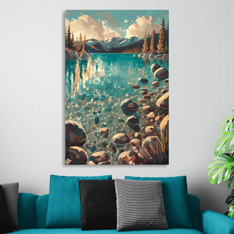 Lake Tahoe Crystal Waterscape Living Room - Canvas Wall Art