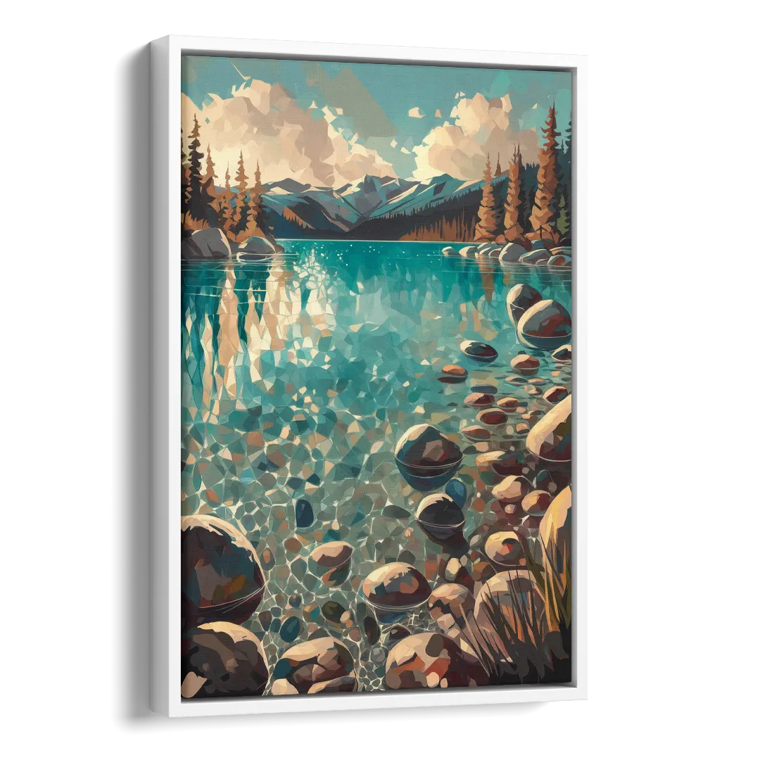 Lake Tahoe Crystal Waterscape Side - White Canvas Wall Art