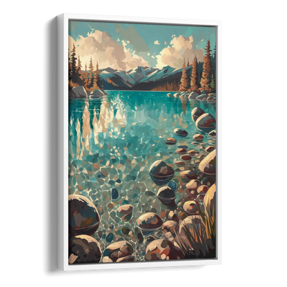 Lake Tahoe Crystal Waterscape Side - White Canvas Wall Art