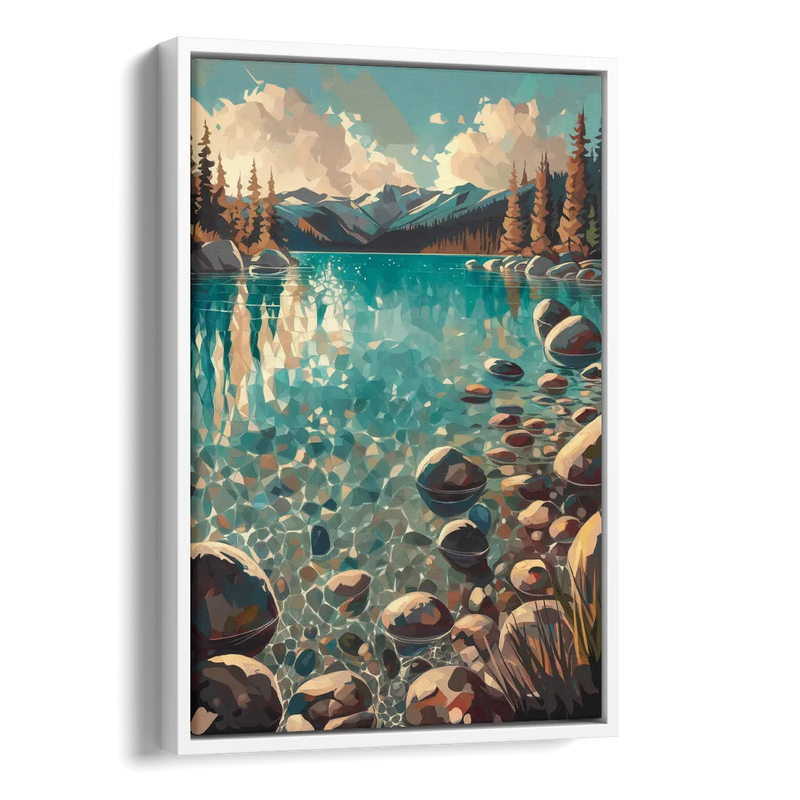 Lake Tahoe Crystal Waterscape Side - White Canvas Wall Art