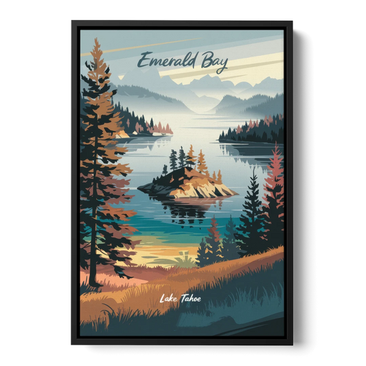 Lake Tahoe Emerald Bay View - Black Framed Canvas Wall Art - Front