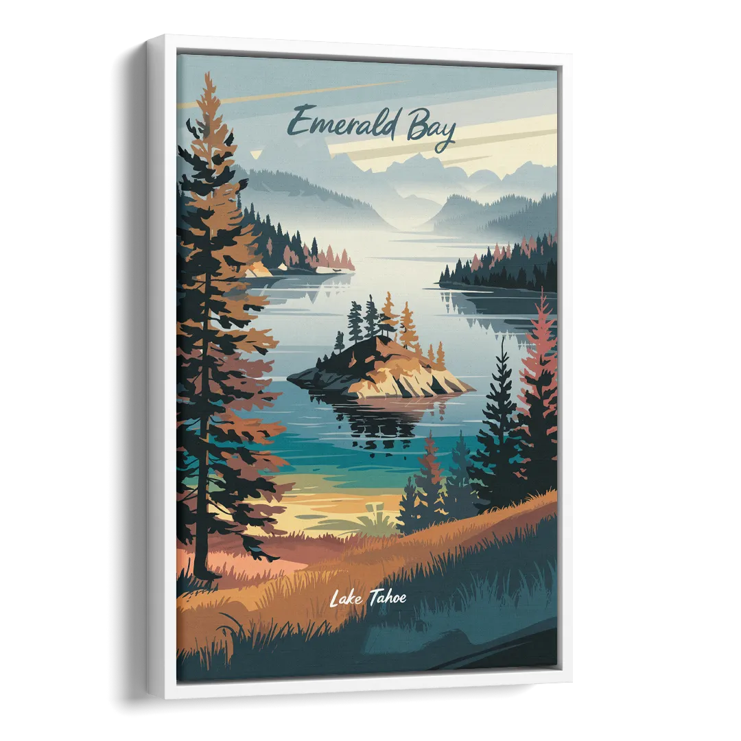 Lake Tahoe Emerald Bay View Side - White Canvas Wall Art
