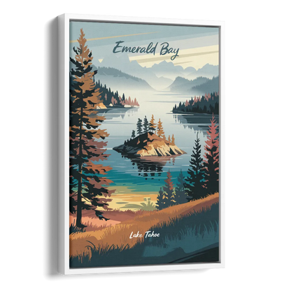 Lake Tahoe Emerald Bay View Side - White Canvas Wall Art