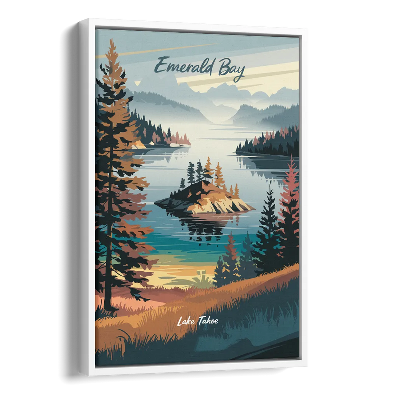 Lake Tahoe Emerald Bay View Side - White Canvas Wall Art