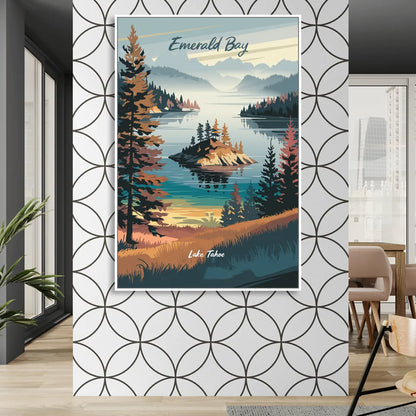 Lake Tahoe Emerald Bay View Living Room - White Canvas Wall Art