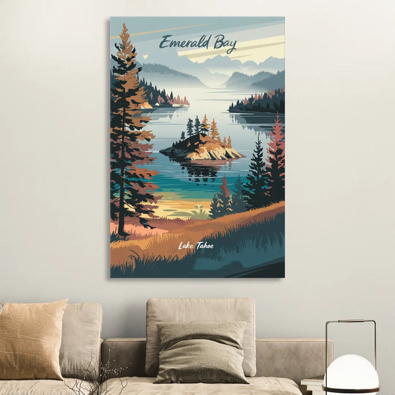 Lake Tahoe Emerald Bay View Sitting Room - Canvas Wall Art