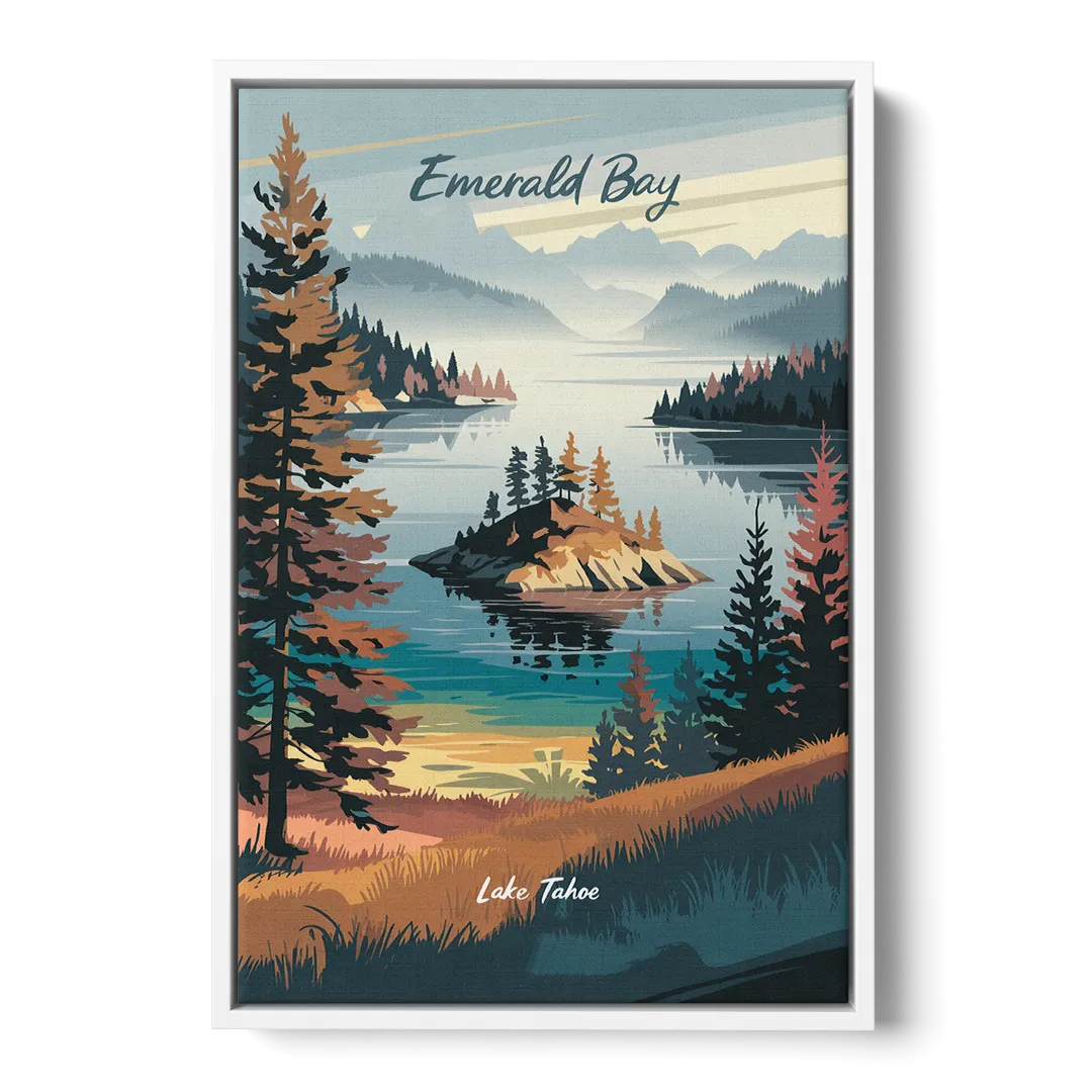 Lake Tahoe Emerald Bay View Front - White Canvas Wall Art
