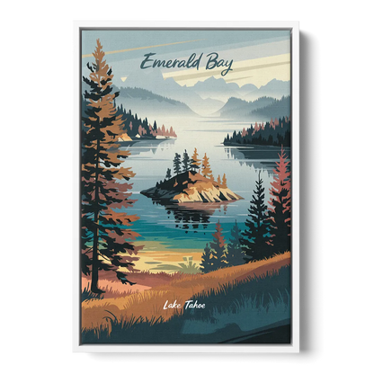 Lake Tahoe Emerald Bay View Front - White Canvas Wall Art